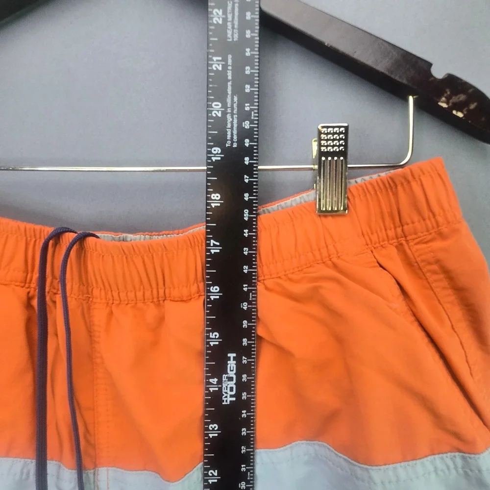 LL Bean Swim Trunks Supplex Nylon Colorblock M Orange Blue Tan Mesh Lined 509470
